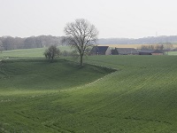 Lentebeeld van de vallei vanuit het vakantiehuisje